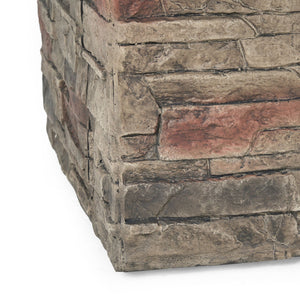 Classic Design Square Fire Pit With Top And 40, 000 Btu Heat Output - Stone Gray