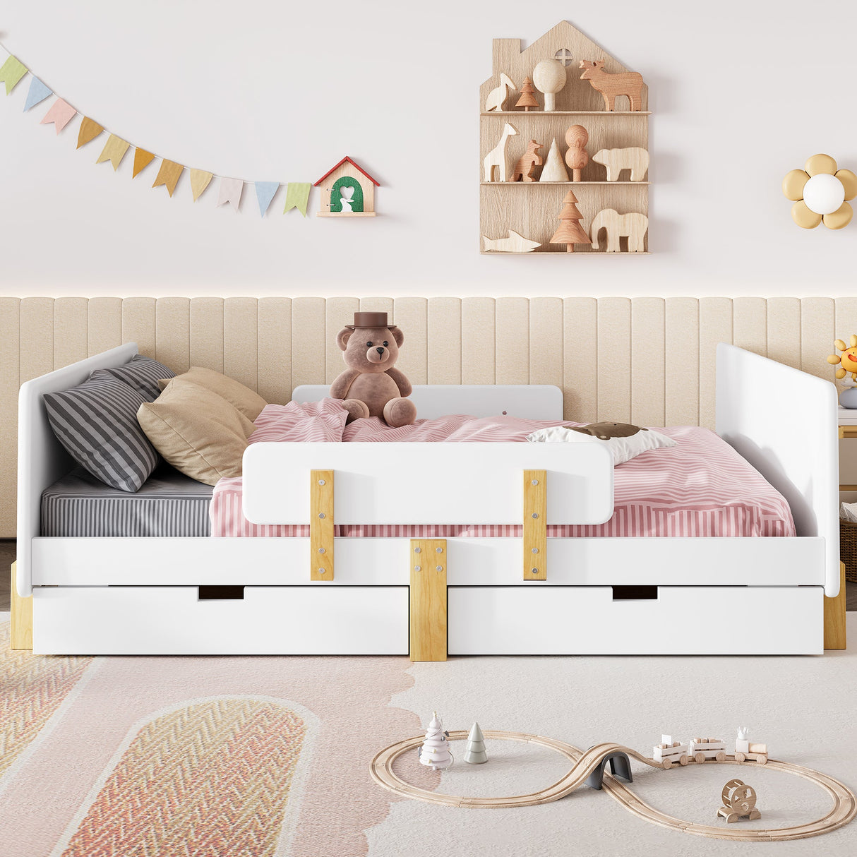 Full Size Platform Bed with Storage Drawers
