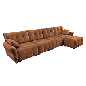 Sofa Set With Ottoman And Pillows, Textured, High Resilience Cushions