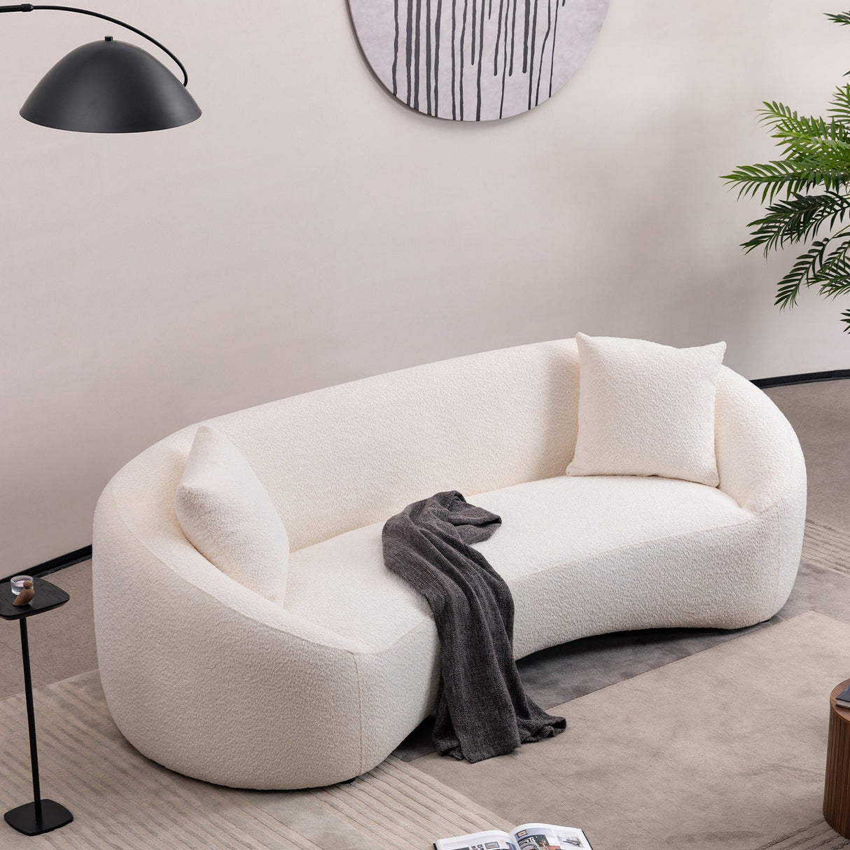 Minimalist Curved Sofa, 3 Seater