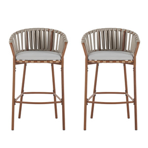 Lodi Outdoor Metal Rope Barstool Set of 2