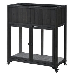 TOPMAX Patio Mini Wood Cold Frame Greenhouse with Wheels