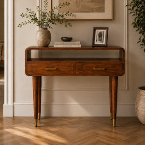 Solid Wood Valenza Curved Console Table