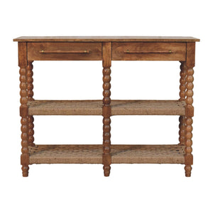 Solid Wood Spindle Woven Console