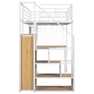 Loft Bed With Built In Work Station, Wardrobe, Storage Staircase And LED