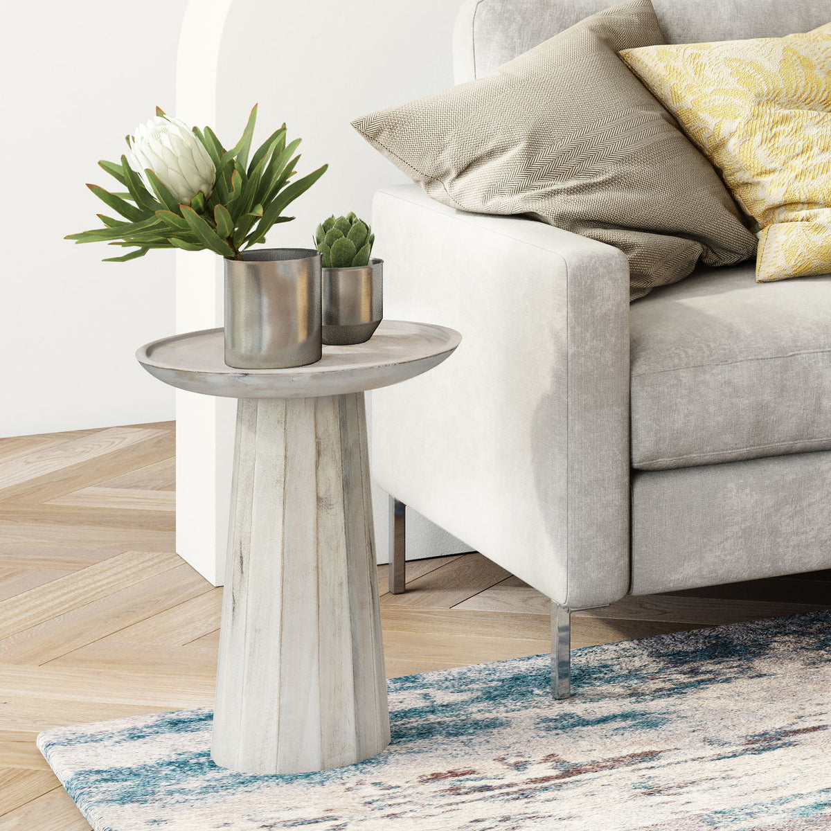 Handcrafted Wooden Accent Table with Sculptural Design - Choice of Color