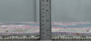 8.3x9.10 Hand Knotted Charcoal, Silver and Pink Traditional Heriz Wool Area Rug