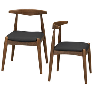 5-Piece Dining Set with Rubberwood Frame and Faux Leather Chairs