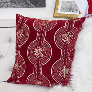 Holiday Throw Pillow With Snowflake Embroidery