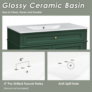 Bathroom Vanity With Top Sink, 2 Drawers And Tip Out Drawer