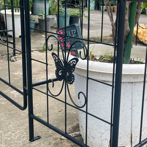 Garden Arch Arbor Trellis for Climbing Plants with Gate, Durable Metal Garden Arch Outdoor Wedding Arch, for Wedding Ceremony Party Plant Climbing Rose Vines Lawn Courtyard Patio Black, 7.15ft