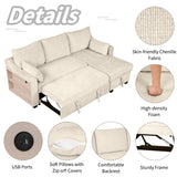 The Lionel Multifunctional Chenille Convertible Sofa Bed - USB and Storage