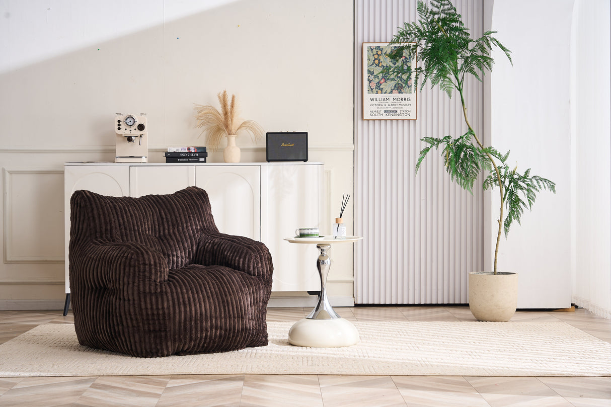 Soft Fluffy Corduroy Fabric Bean Bag Chair Filled With Memory Sponge