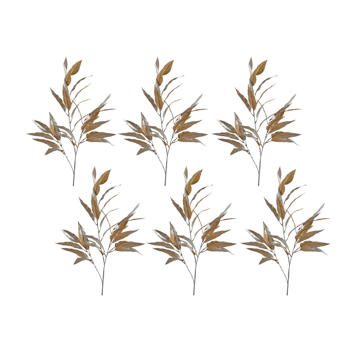 Gold-Long-Blade-Eucalyptus-Leaf-Spray-(Set-of-6)-Christmas-Decor