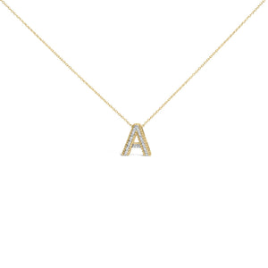 Yellow Gold Vermeil Diamond Accent "A-Z" Initial Bubble Pendant Necklace