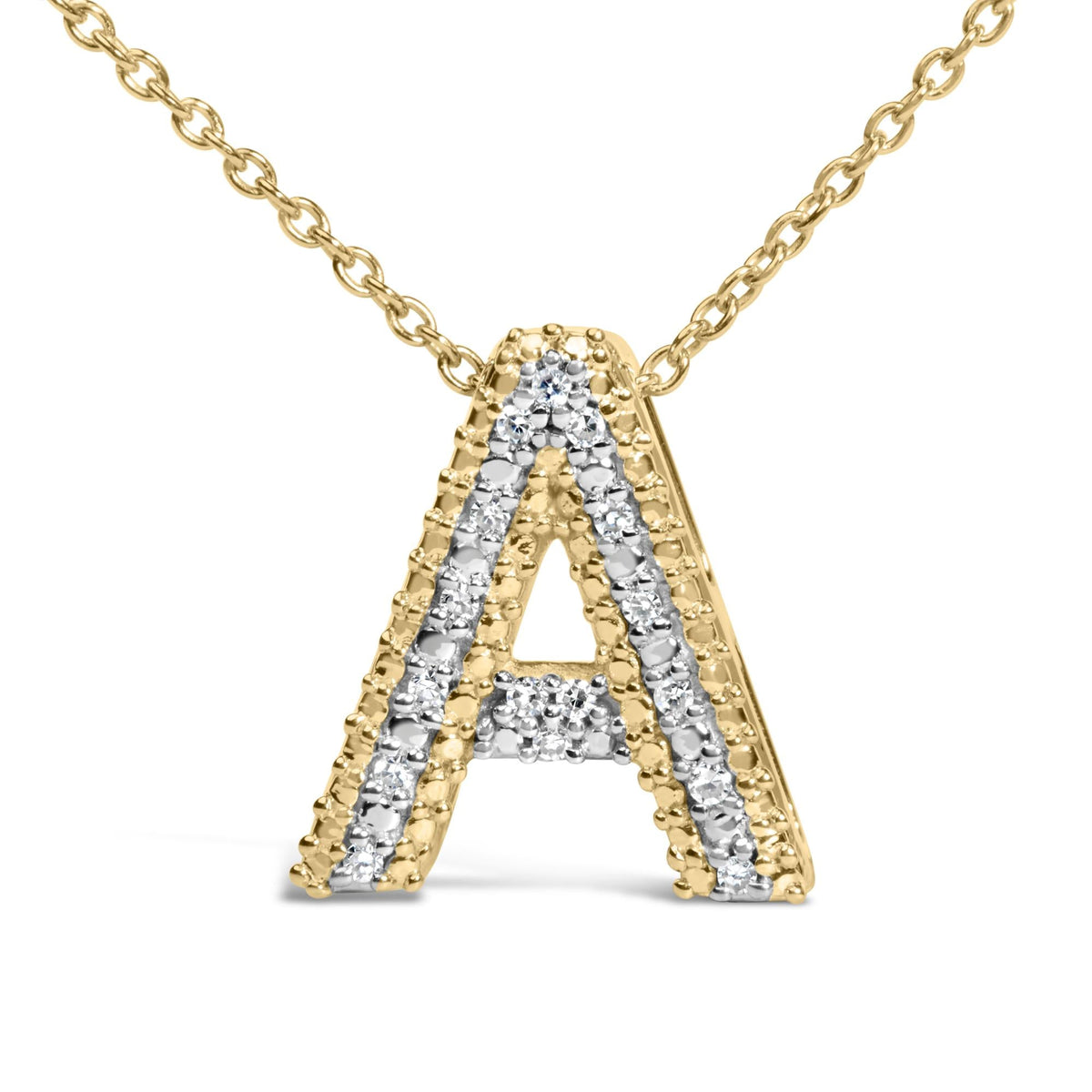 Yellow Gold Vermeil Diamond Accent "A-Z" Initial Bubble Pendant Necklace