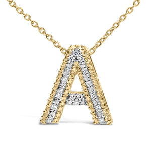 Yellow Gold Vermeil Diamond Accent "A-Z" Initial Bubble Pendant Necklace