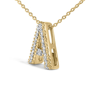 Yellow Gold Vermeil Diamond Accent "A-Z" Initial Bubble Pendant Necklace