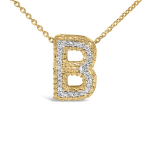 Yellow Gold Vermeil Diamond Accent "A-Z" Initial Bubble Pendant Necklace