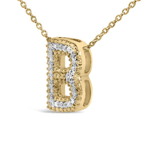 Yellow Gold Vermeil Diamond Accent "A-Z" Initial Bubble Pendant Necklace