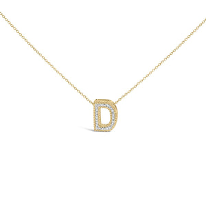 Yellow Gold Vermeil Diamond Accent "A-Z" Initial Bubble Pendant Necklace