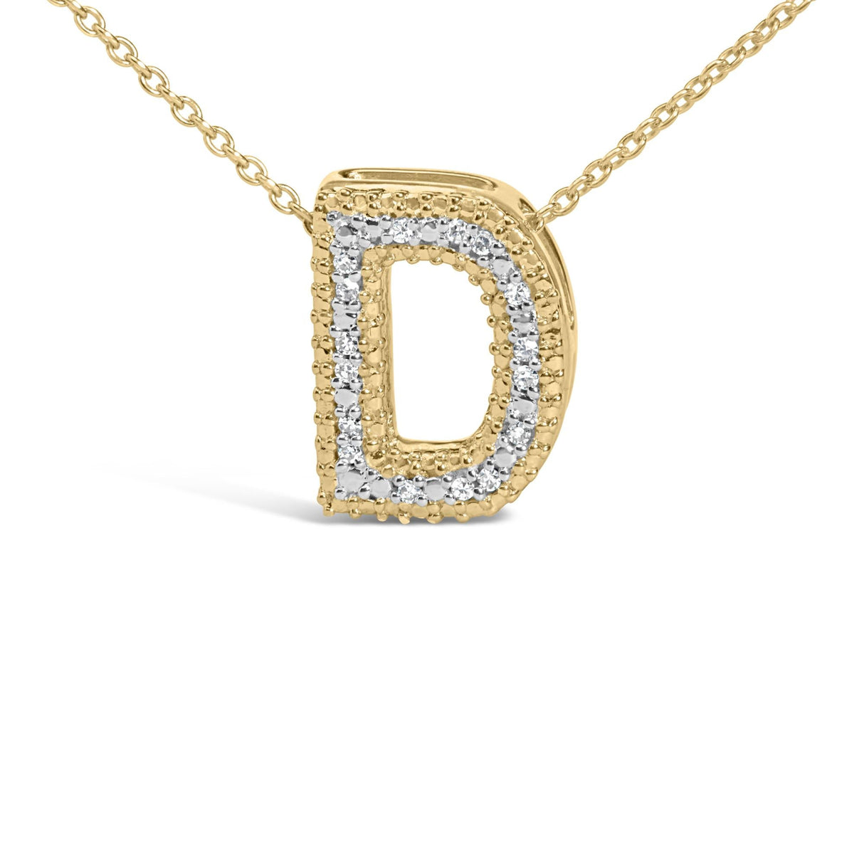 Yellow Gold Vermeil Diamond Accent "A-Z" Initial Bubble Pendant Necklace
