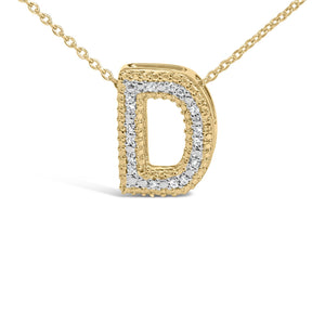 Yellow Gold Vermeil Diamond Accent "A-Z" Initial Bubble Pendant Necklace