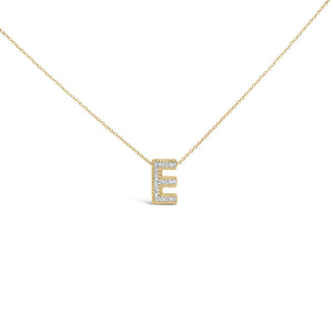 Yellow Gold Vermeil Diamond Accent "A-Z" Initial Bubble Pendant Necklace