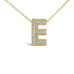Yellow Gold Vermeil Diamond Accent "A-Z" Initial Bubble Pendant Necklace