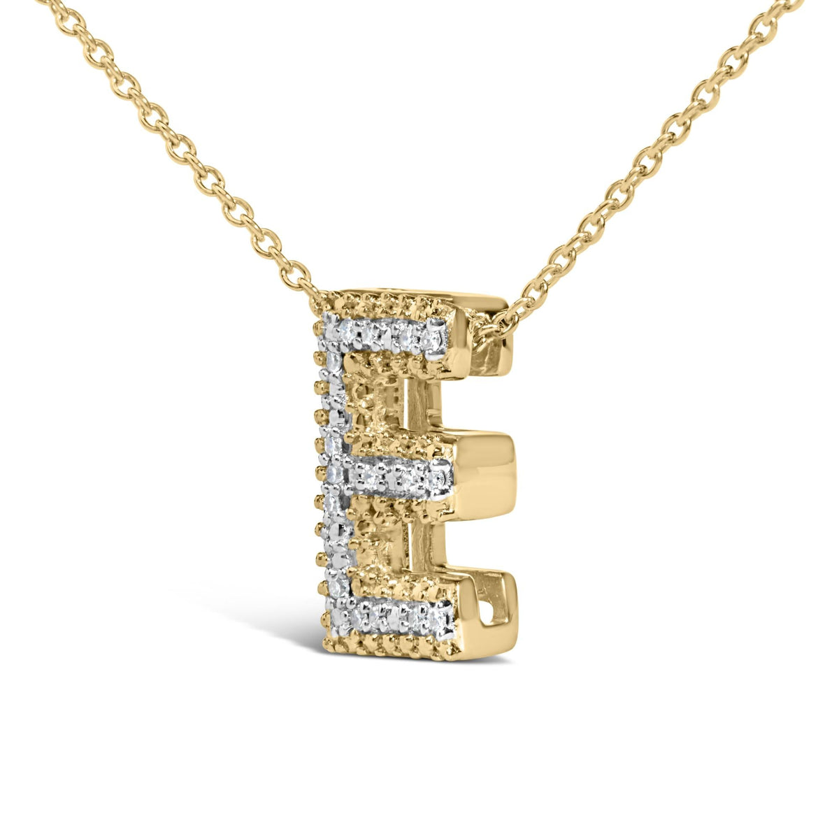 Yellow Gold Vermeil Diamond Accent "A-Z" Initial Bubble Pendant Necklace