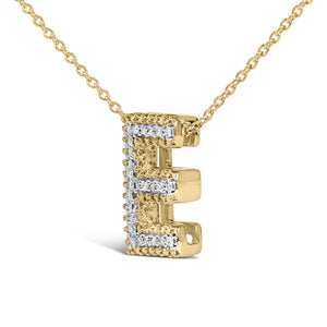 Yellow Gold Vermeil Diamond Accent "A-Z" Initial Bubble Pendant Necklace