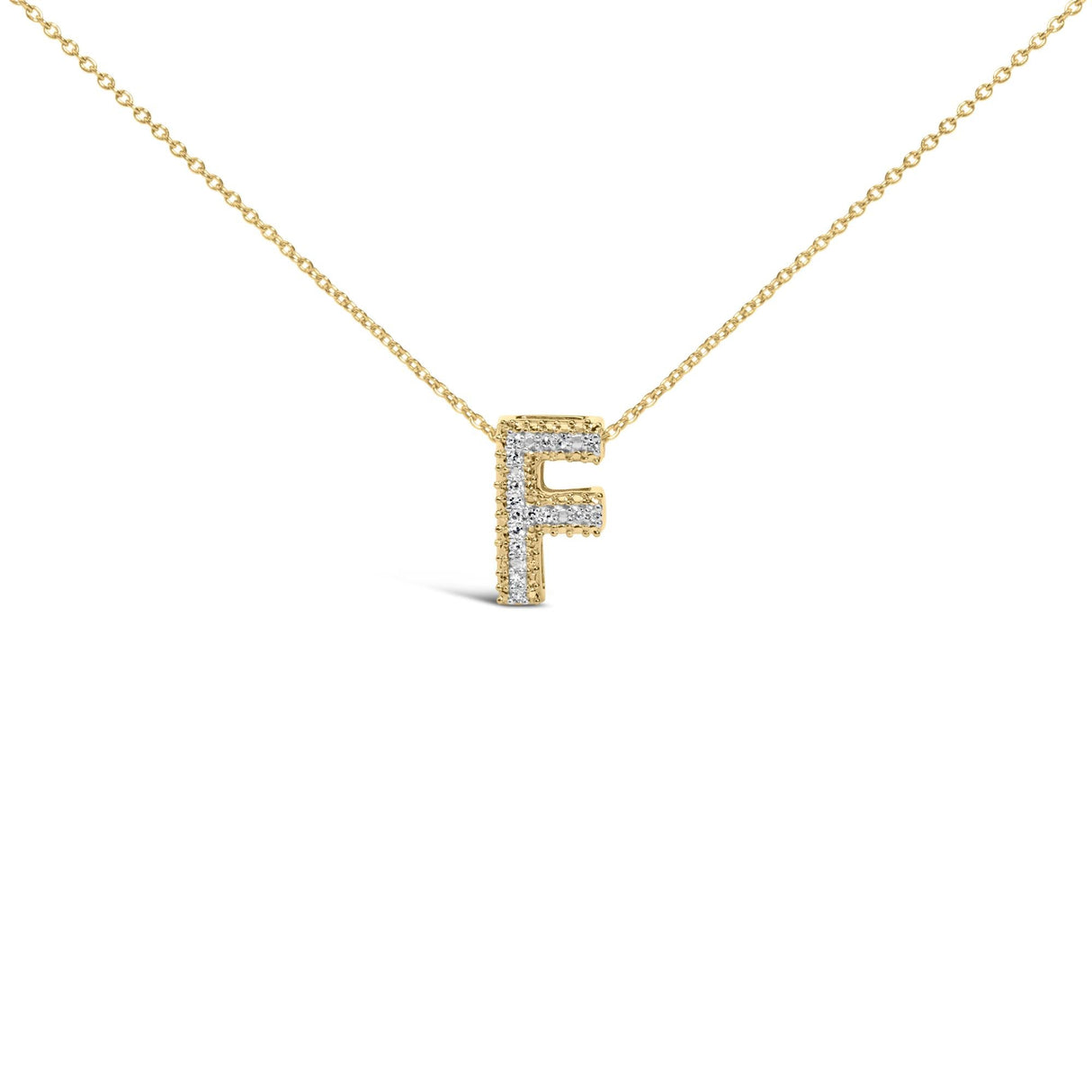 Yellow Gold Vermeil Diamond Accent "A-Z" Initial Bubble Pendant Necklace