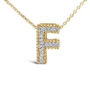 Yellow Gold Vermeil Diamond Accent "A-Z" Initial Bubble Pendant Necklace