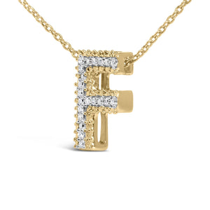 Yellow Gold Vermeil Diamond Accent "A-Z" Initial Bubble Pendant Necklace