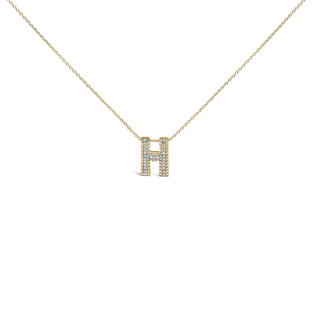 Yellow Gold Vermeil Diamond Accent "A-Z" Initial Bubble Pendant Necklace