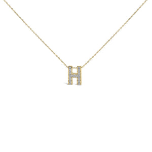 Yellow Gold Vermeil Diamond Accent "A-Z" Initial Bubble Pendant Necklace