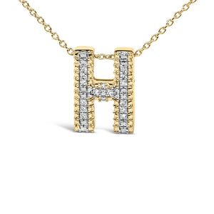 Yellow Gold Vermeil Diamond Accent "A-Z" Initial Bubble Pendant Necklace