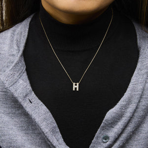 Yellow Gold Vermeil Diamond Accent "A-Z" Initial Bubble Pendant Necklace