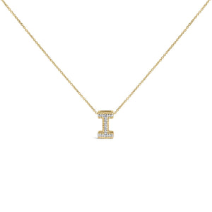 Yellow Gold Vermeil Diamond Accent "A-Z" Initial Bubble Pendant Necklace