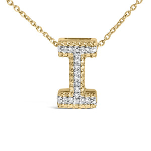 Yellow Gold Vermeil Diamond Accent "A-Z" Initial Bubble Pendant Necklace