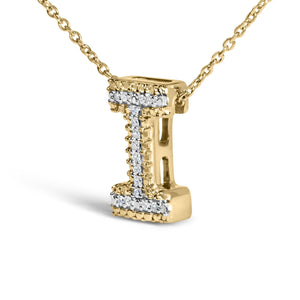 Yellow Gold Vermeil Diamond Accent "A-Z" Initial Bubble Pendant Necklace