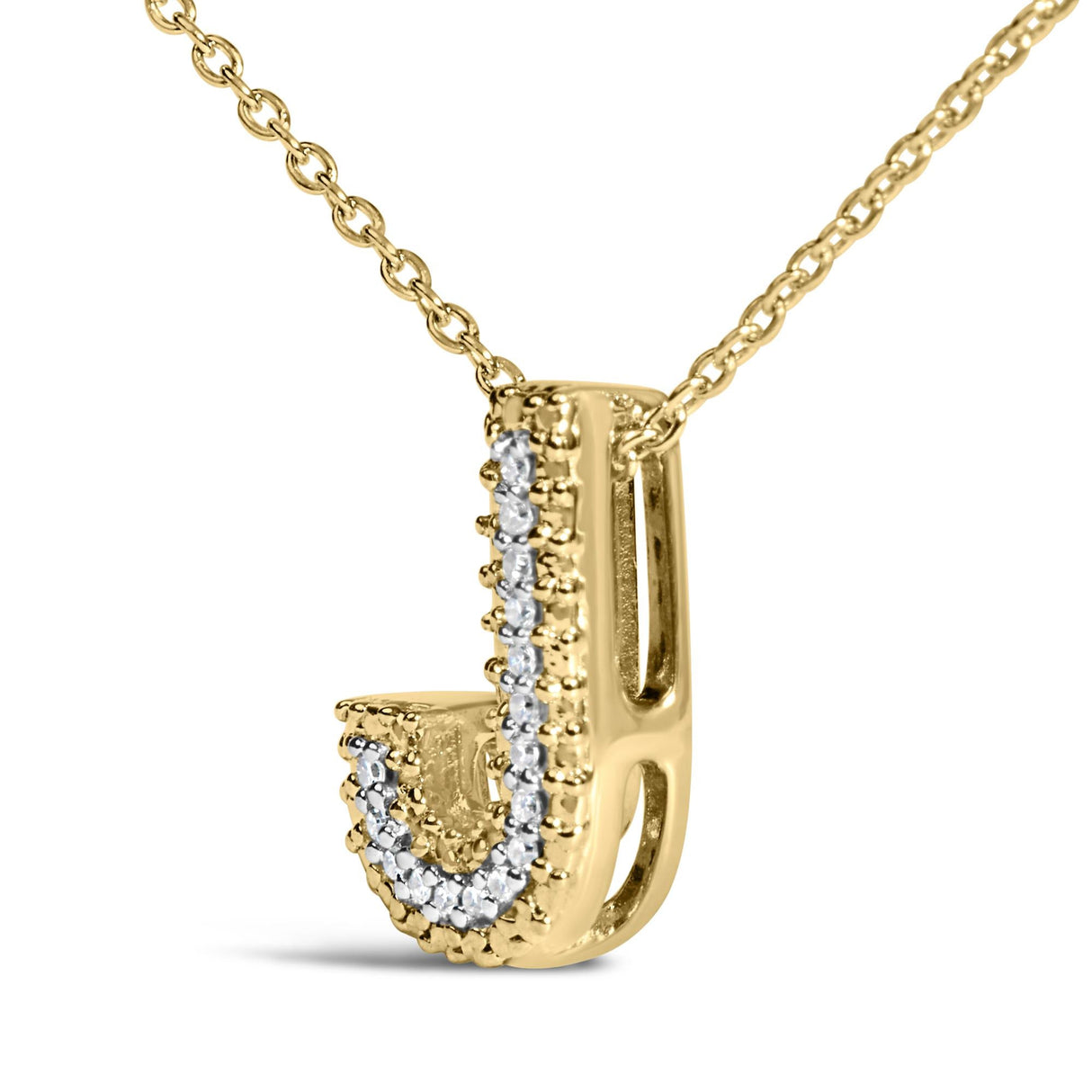 Yellow Gold Vermeil Diamond Accent "A-Z" Initial Bubble Pendant Necklace
