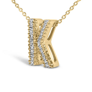 Yellow Gold Vermeil Diamond Accent "A-Z" Initial Bubble Pendant Necklace