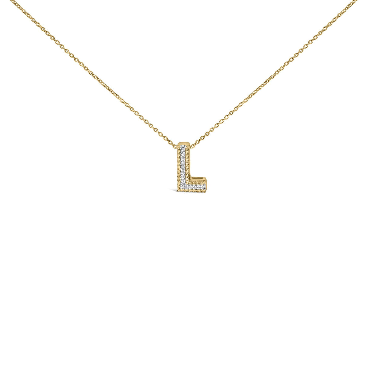 Yellow Gold Vermeil Diamond Accent "A-Z" Initial Bubble Pendant Necklace