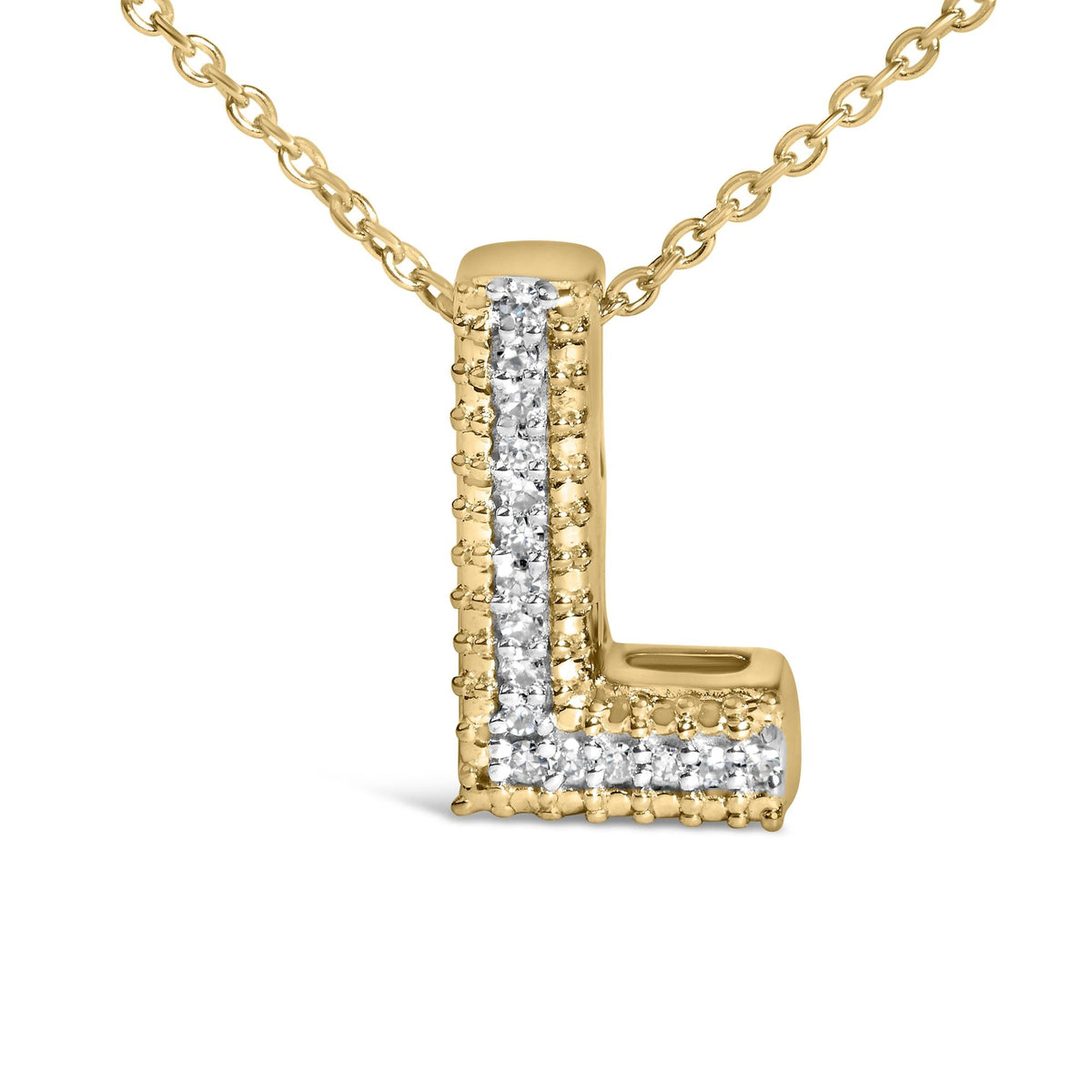 Yellow Gold Vermeil Diamond Accent "A-Z" Initial Bubble Pendant Necklace