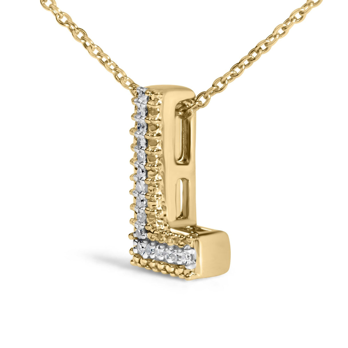 Yellow Gold Vermeil Diamond Accent "A-Z" Initial Bubble Pendant Necklace