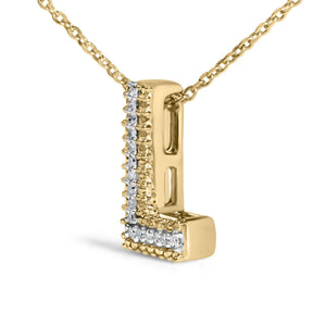 Yellow Gold Vermeil Diamond Accent "A-Z" Initial Bubble Pendant Necklace