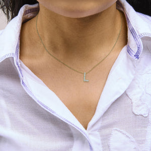 Yellow Gold Vermeil Diamond Accent "A-Z" Initial Bubble Pendant Necklace