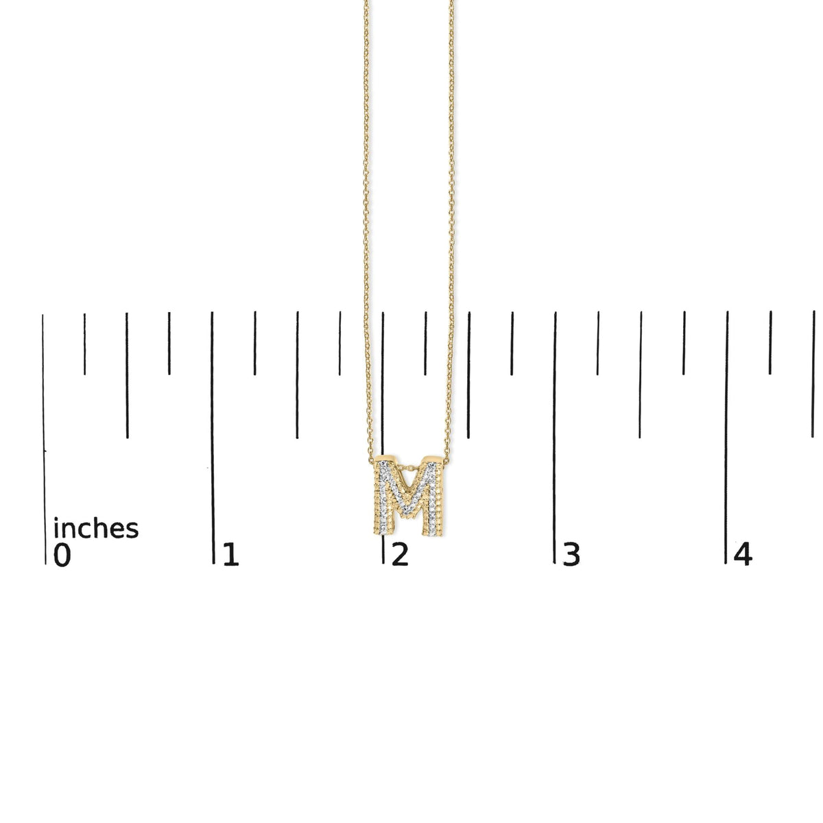Yellow Gold Vermeil Diamond Accent "A-Z" Initial Bubble Pendant Necklace