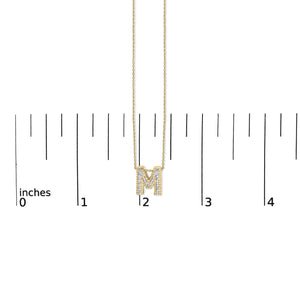 Yellow Gold Vermeil Diamond Accent "A-Z" Initial Bubble Pendant Necklace